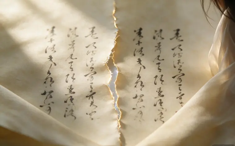 分镜 05 纸面撕开金色细纹裂隙
